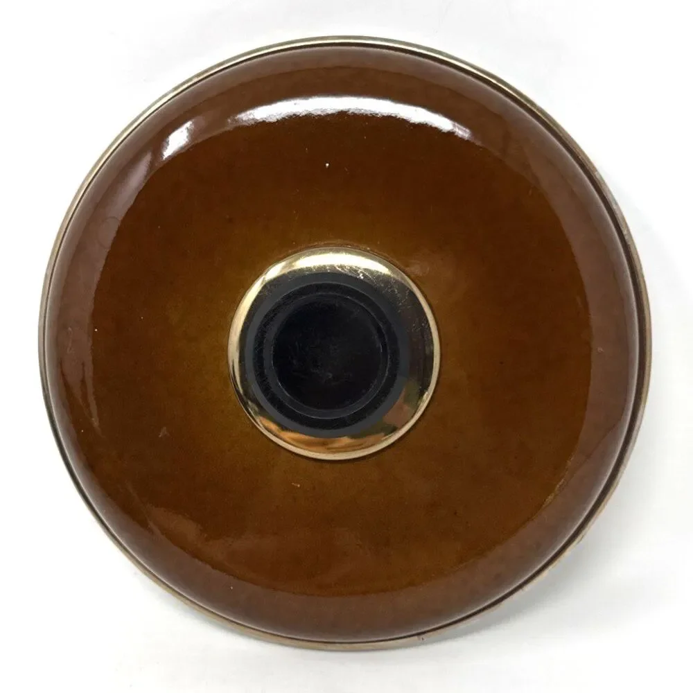 VTG West Bend Le Provencal Enamelware 2.5 Qt. Stock Pot Lid Brown Spade Mushroom